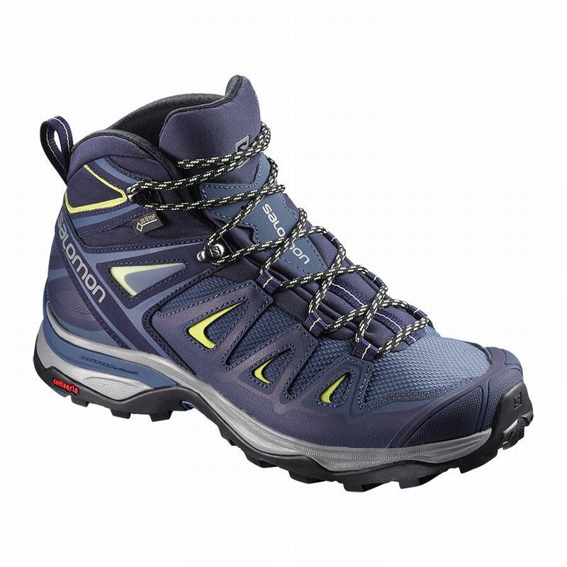 Bottes De Randonnée Salomon Femme Bleu - Salomon X ULTRA 3 MID GORE-TEX - France (1457-AQEKM)